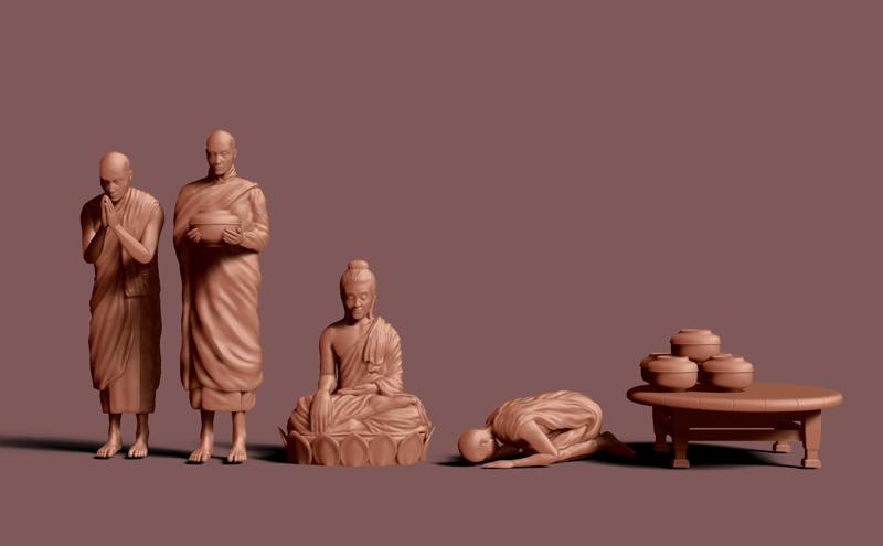 Buddha and Monks miniatures