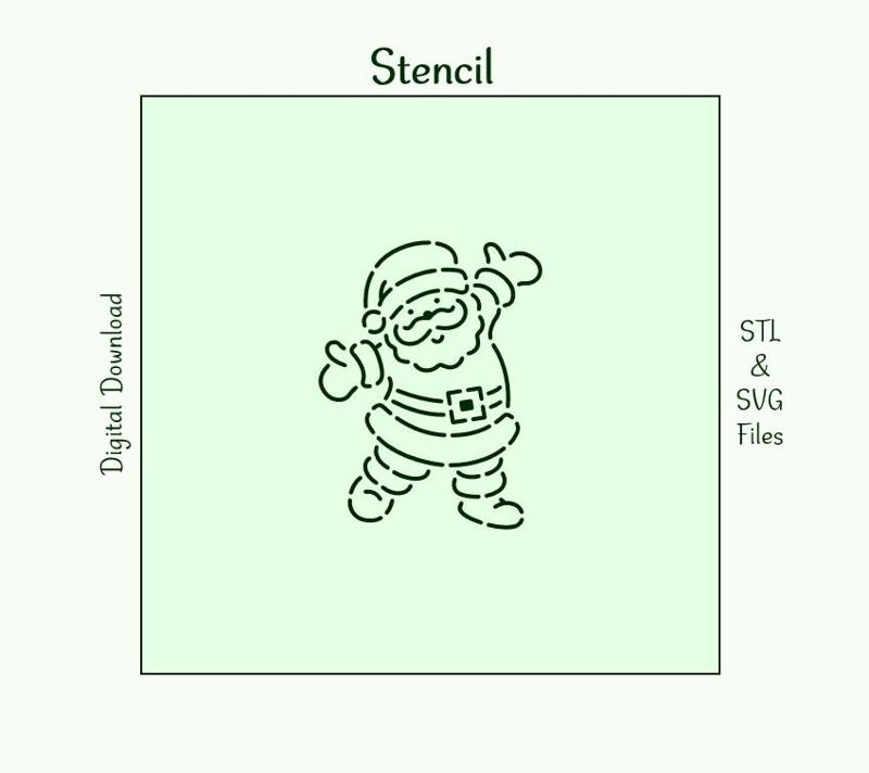 Christmas Santa PYO Cookie Stencil File – Paint your own Stencil Digital download. STL 3D Print file, SVG Cutting file. P05