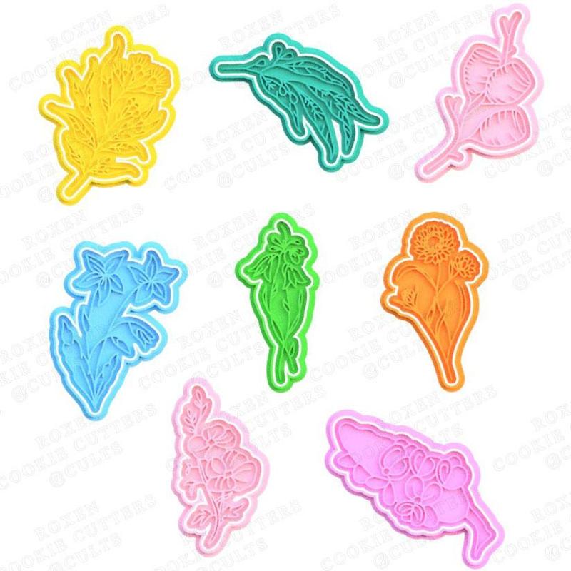 Australian native flowers cookie cutter set of 8