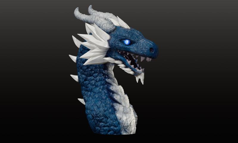 Ice Dragon Headphones Stand, Dragon Bust, Dragon Headphone Holder, Dragon Head Statue, Perfect Gamer Gift