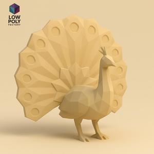 Peacock - Majestic ornamental bird with colorful plumage Low Poly style
