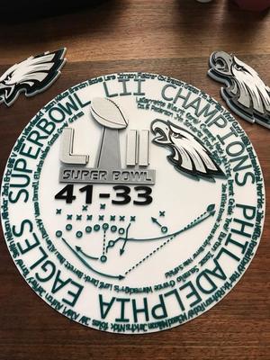 Philadelphia Eagles Superbowl 52 Plaque