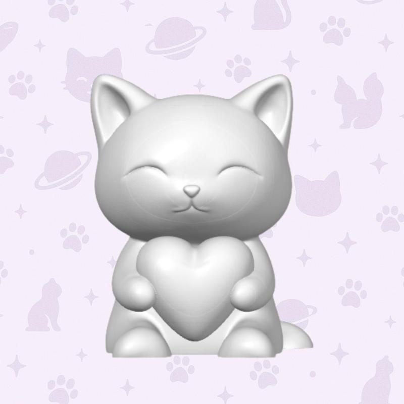 Minimalist Cat with Heart