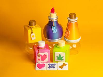 Potion Bottle Stashbox Container Decor - Magnetic (Several Versions)
