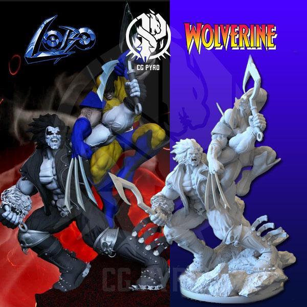 x2 Lobo Vs Wolverine Dioram Crossover DC Comics Vs Marvel