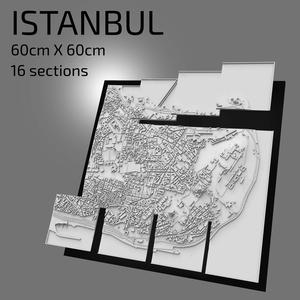 3D Istanbul | Digital Files | 3D STL File | Istanbul 3D Map | 3D City Art | 3D Printed Landmark | Model of Istanbul Skyline | 3D Art