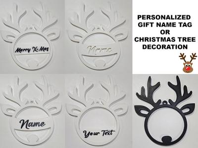 Christmas Nameplate with Reindeer Motif