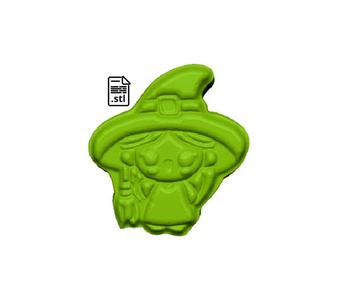 Kawaii Little Witch STL FILE FOR 3D PRINTING - LASER CNC ROUTER - 3D PRINTABLE MODEL STL MODEL STL DOWNLOAD BATH BOMB/SOAP