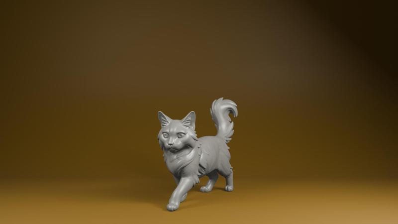 Elegant Cat Statue STL – Realistic Feline 3D Print Model