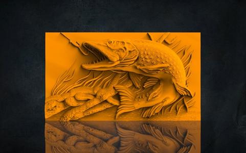 Fishing 3D STL Model for CNC Router, Artcam, Vetric, Engraver, Relief, Carving, Cut 3D, Stl File For Cnc Router, Wall Decor