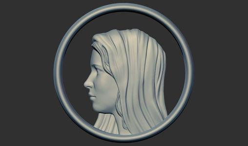 Young Virgin Mary face Framed 3d printable model cnc