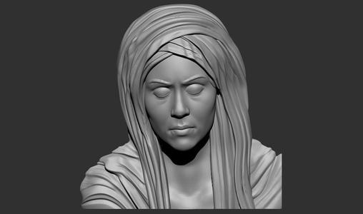 Virgin Mary face 3d printable model cnc