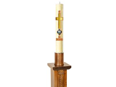 Paschal candle on a wooden base