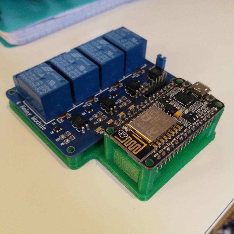 ESP8266 and 4 relay module holder