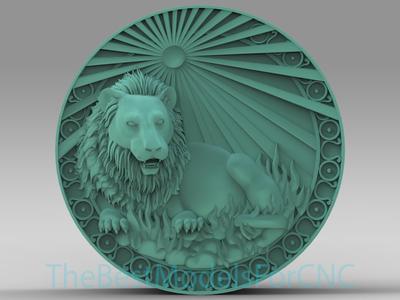 3D Model STL File for CNC Router Laser & 3D Printer Lion Plate