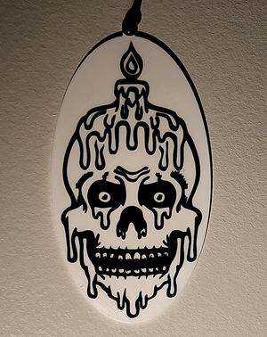 Melting Skull plaque with pinhole on top