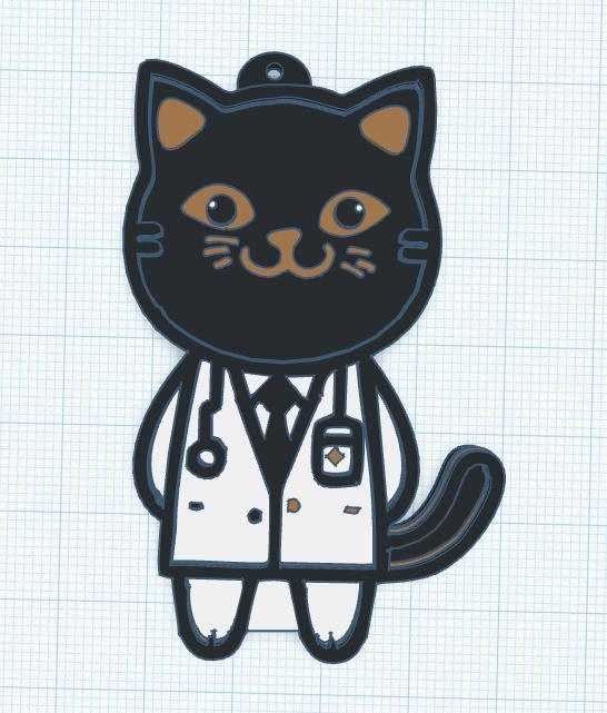 Medical cat keychain