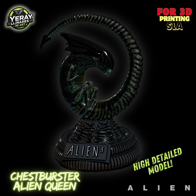 Chestburster Alien Queen Replica - Exhibition Edition for 3D Printing at SLA