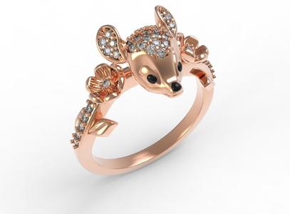 Cute Deer Ring Animal Deer Ring In Gold Jewelry Retro