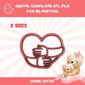 CUTTY CLAY STL Heart Love Hug Imprint Cookie Cutter In 5 Sizes for Mother’s Day & Valentines, Good Quality Stl File To Download for 3D Print