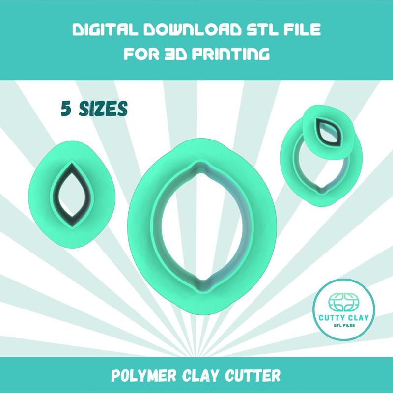 Cutty Clay stl lemon with leaf polymer clay cutters, stl file for 3D printing
