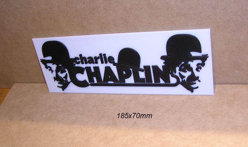 Charlie, Chaplin, actor, film, humor, poster, sign, signboard, logo, laughs, clown, 3dprint, movie, silent, cinema