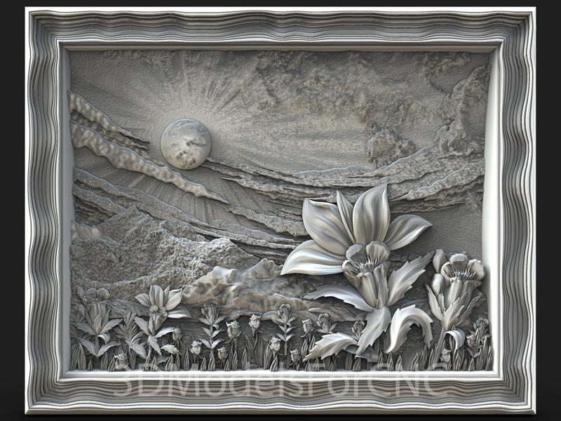 3D Model STL File for CNC Router Laser & 3D Printer Landscape 8