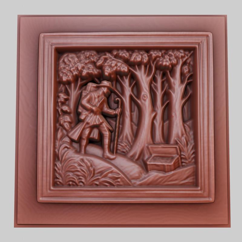 A man on a treasure hunt in a forest 3d printer model animal model obj stl