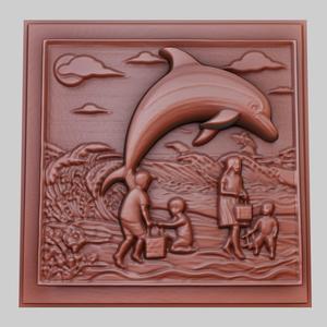 A dolphin playing with children by the beach 3d printer model  obj stl