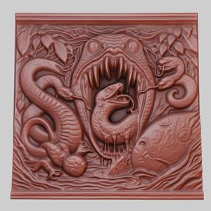 A snake swallowing its prey 3d printer model animal model obj stl
