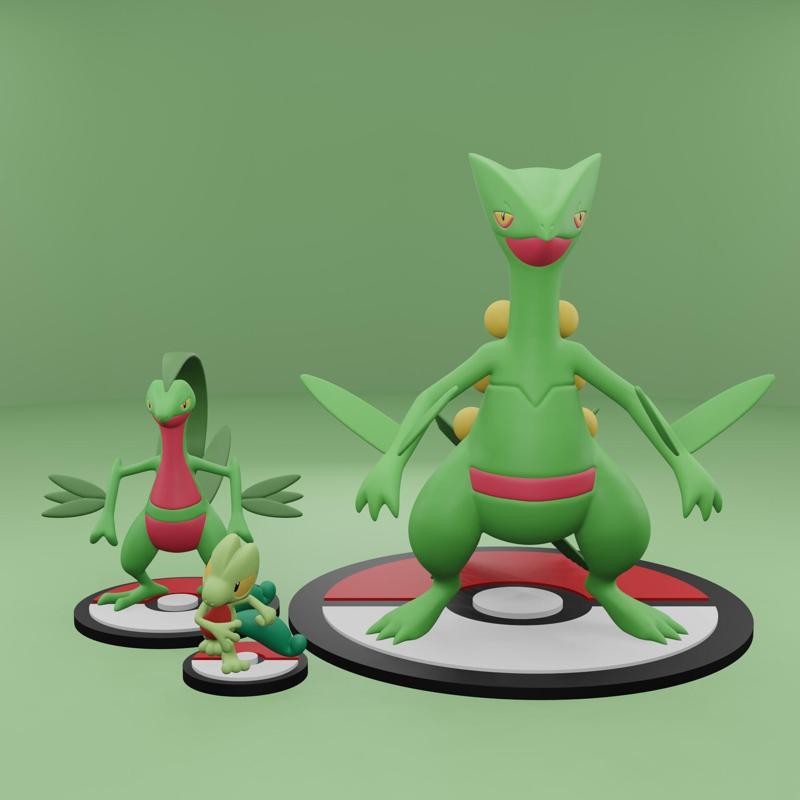 Pokemon No. 252-254 Treecko, Grovyle, Sceptile