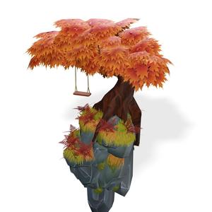 TREE Stylized Hand Painted Scene LAND GRASS GARDEN FURNITURE HOUSE HOME SWING CHILD KID KIDS NATURE ROPE CHILDREN'S PARK