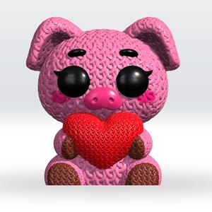 Knitted Pig 3D Model STL file Cute Knitted Character