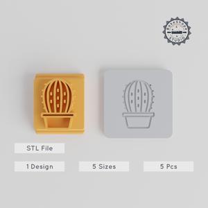 Rounded Cactus Stamp Tile Collection for Clay, Cookies & Fondant, 5 Size Set, Botanical & Succulent Design PRODUCT_1531