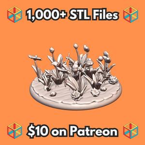 28mm DND Fantasy Lush Flora Wildflower Patch Terrain MineeForm FDM 3D Print STL File