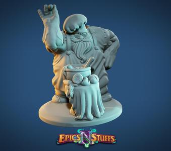 Dwarven Vegan Chef Miniature - Pre-Supported