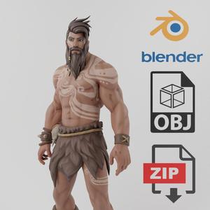 Primal Human Caveman Textured Rigged