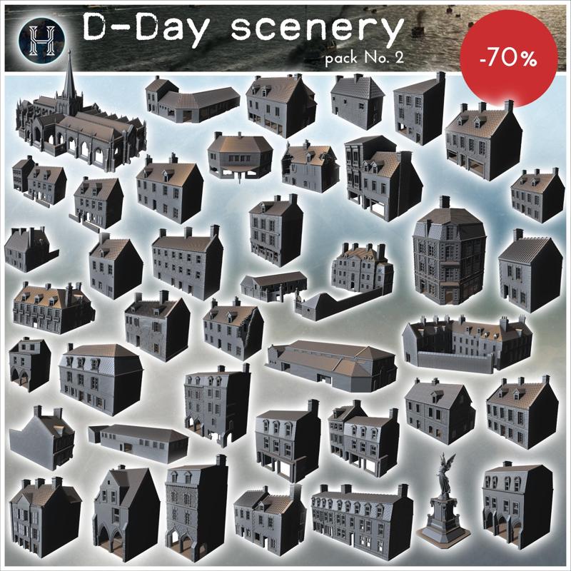 D-Day 1944 scenery pack No. 1 (Carentan, Normandy 1944, France) - World War Two Second WWII Bocage D-Day Operation Overlord Western US