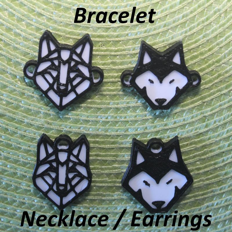 4 Wolf Necklaces, Bracelets, Earrings, Jewelry