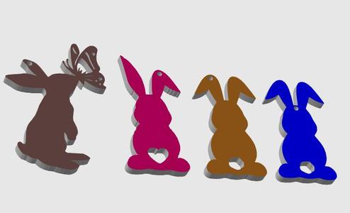 4 Bunny pendant, earring, keychain with butterfly and heart shaped tail