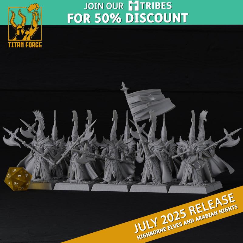 Order of Phoenix Guards - Highborne Elves and Arabian Nights - Titan Forge Miniatures July 2025