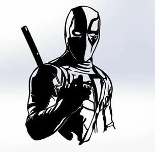 2d art Deadpool, line art Deadpool, line art Deadpool,  wall art Deadpool, deadpool marvel