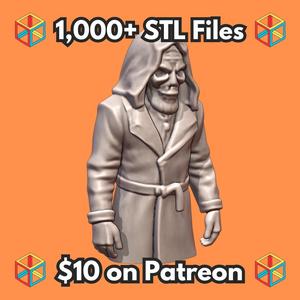 Quarter Scale Haunted Hooded Skeleton in Robe Bust MineeForm FDM 3D Print STL File