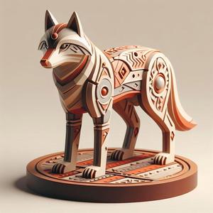 1080 Color 3D Model of a Totem-Style Wolf on a Pedestal, pug, dachshund, poodle, cat, dog, monkey, elephant, beagle, bear, lion, fox, faun, pomeranian, troll, platypus, majestic, totem, fantasy, crocodile