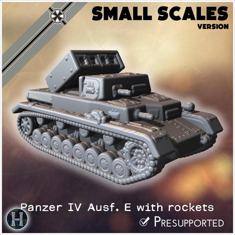 Panzer IV Ausf. E with rockets Raketenwerfer ahf Fahrgestell (small scales version) - Germany Eastern Western Front Normandy Stalingrad Berlin Bulge WWII 4mm 6mm 10mm 12mm