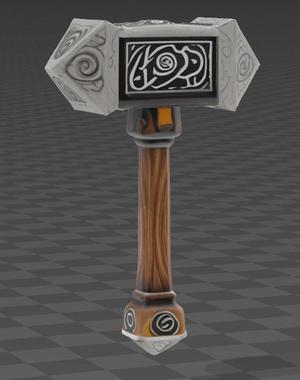 Low Poly Dwarven Hammer RPG (STL, OBJ, FBX)