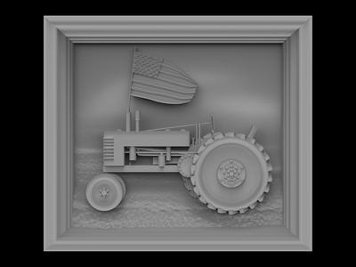 3D Model STL File for CNC Router/Laser & 3D Printer Tractor and Flag