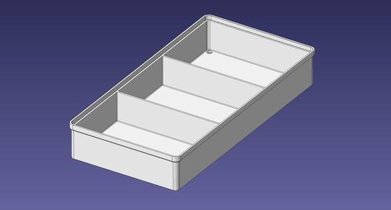 2x4 units, half height, 1x3 grid Stackable Insertbox