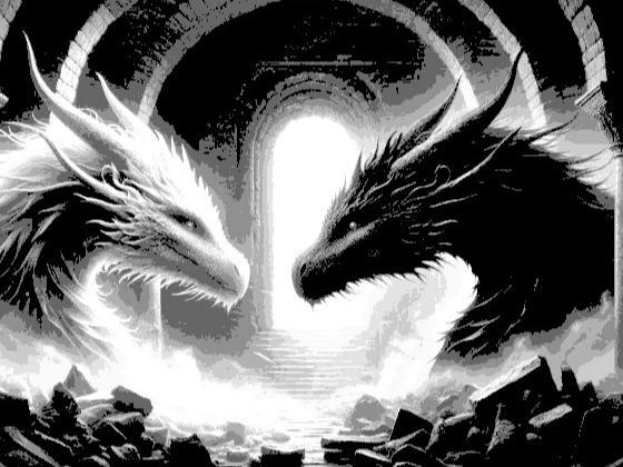 Hueforge Dragon Black and White
