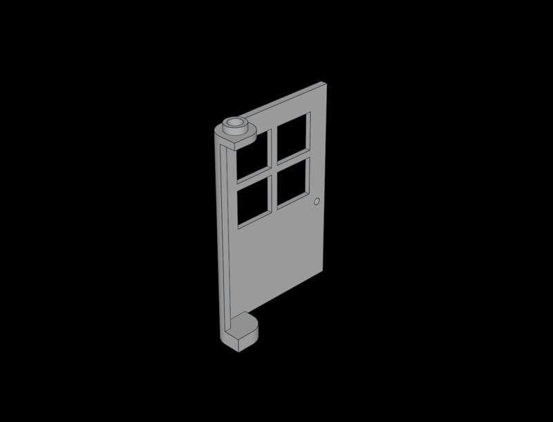 Lego Compatible (3861.dat) Door  1 x  4 x  5 with 4 Panes and Reinforced Hinge